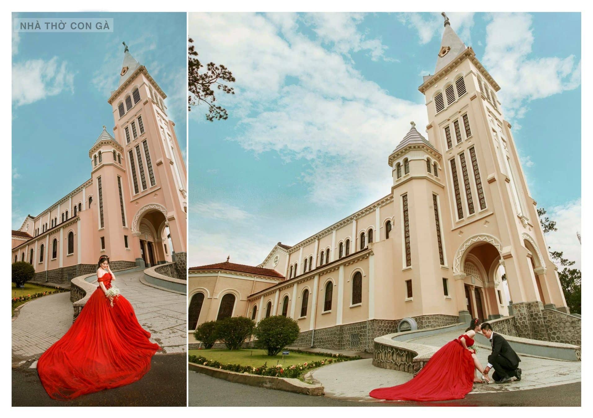 Nhà thờ Chánh Tòa Đà Lạt còn là điểm đến hấp dẫn cho các cặp đôi chụp hình cưới.