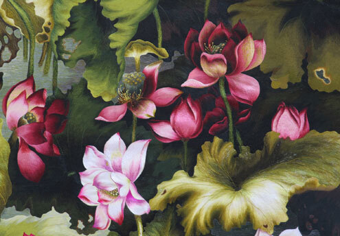 Chủ đề hoa sen - Quốc hoa Việt Nam là một trong những chủ đề thêu chính tại XQ Đà Lạt.